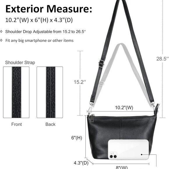 Genuine Leather Wristlet Clutch Wallet Purses Small Crossbody Bags for Women wit - Picture 4 of 7